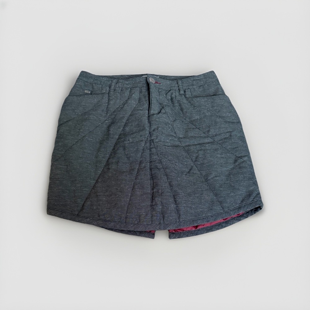 Horny Toad Slipcover Quilted Skirt 6 Gray Hemp Organic Cotton Lined Maroon‎ EUC